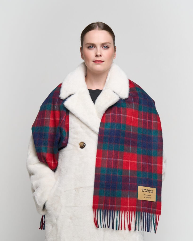 Edinburgh Cashmere DC Check Cashmere Scarf gift box birthday