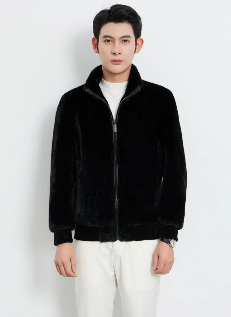 Men's Fur Jacket Exclusive Design - Black
