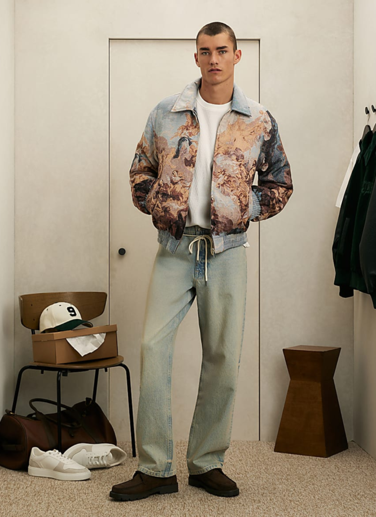 Blue Scenic Tapestry Bomber Jacket
